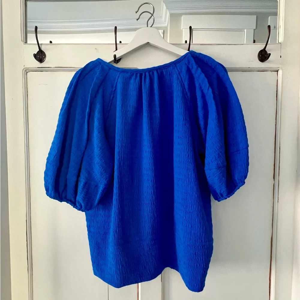LOFT Women's Royal Blue Textured Blouse- Cobalt Blue - Picture 2 of 3